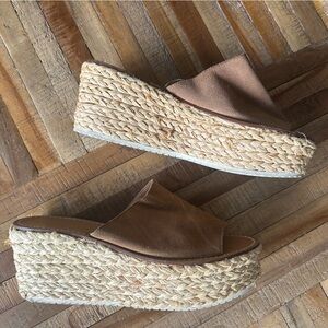 Platform wedges, wicker and suede, Zara
